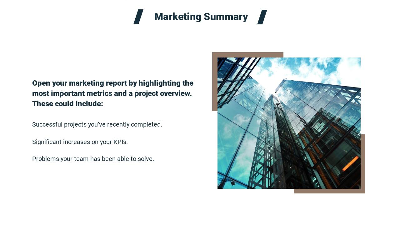 城市建筑背景市场推广营销英文PPT模板-Marketing Summary