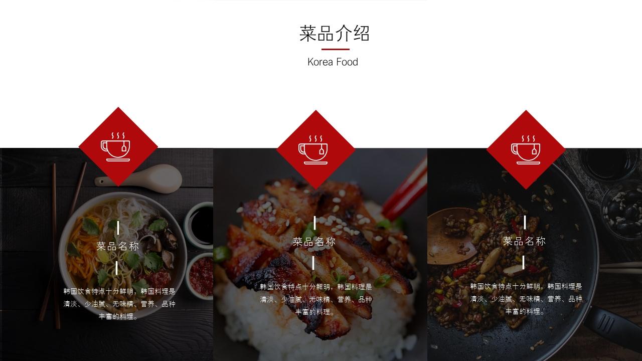 韩国料理餐饮餐厅美食招商加盟PPT模板-菜品介绍