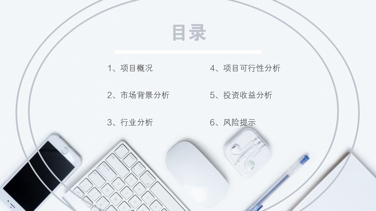 灰白商务项目可行性研究PPT模版-目录