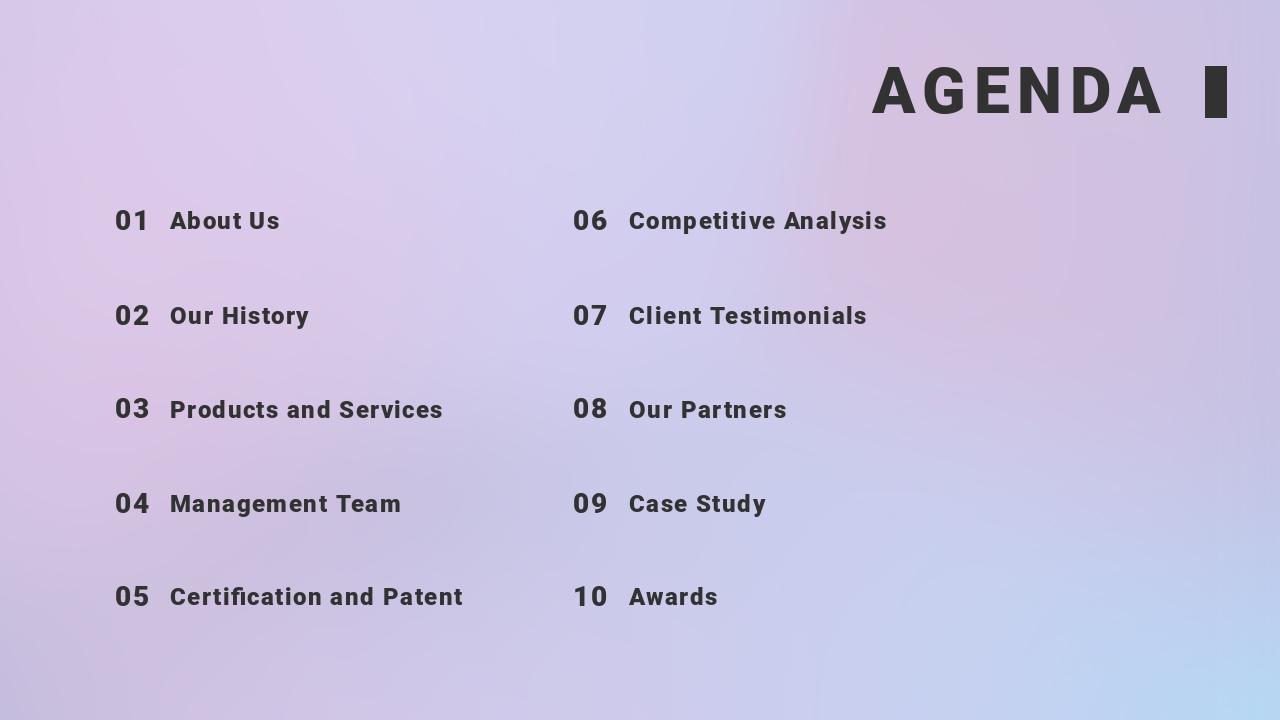 粉紫色渐变体育运功器械产品公司介绍PPT-AGENDA