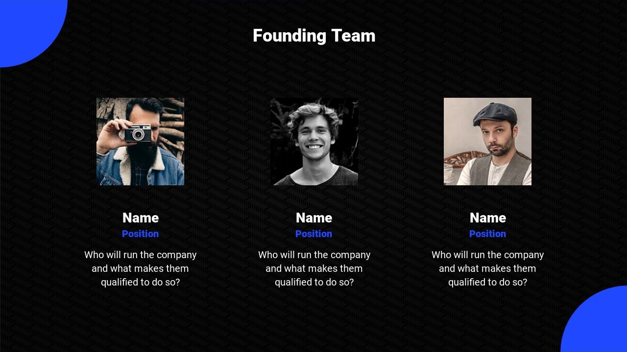 互联网科技融资路演商业计划书PPT-Founding Team