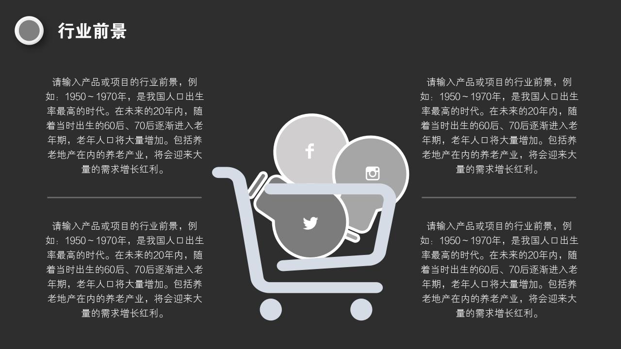 黑白商务办公项目/产品招商说明书PPT模版-行业前景