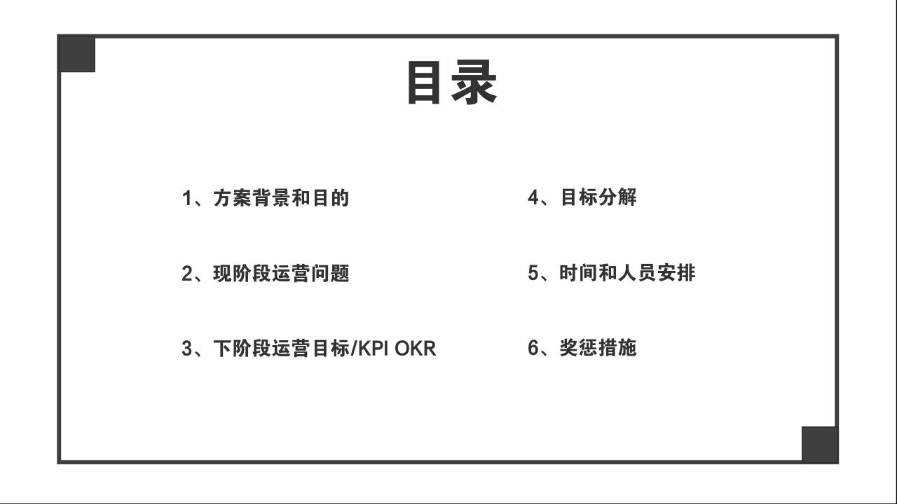 商务简约项目运营方案PPT模版-目录