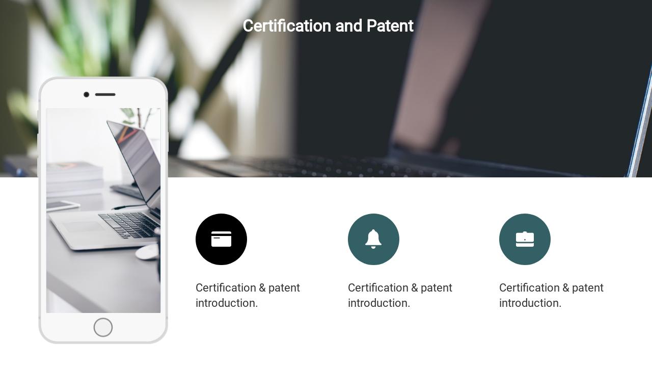 家居企业公司介绍英文ppt模板-Certification and Patent