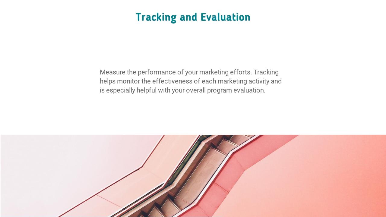 粉绿欧美杂志风营销策划方案PPT模板-Tracking and Evaluation