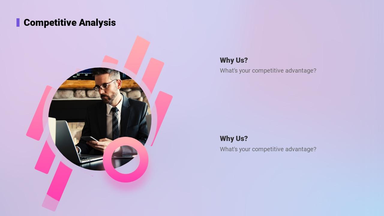 粉紫色渐变体育运功器械产品公司介绍PPT-Competitive Analysis