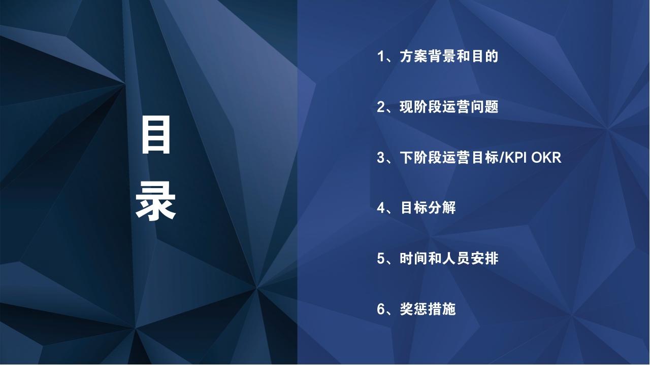 蓝色科技通用项目运营方案PPT模版-目录