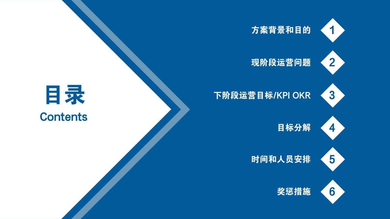蓝色商务通用项目运营方案PPT模版-目录